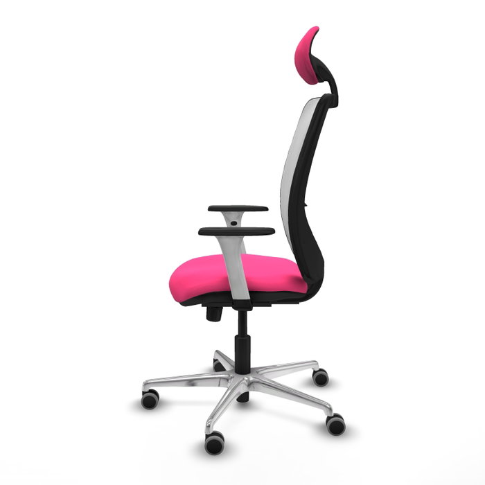 PIQUERAS Y CRESPO Silla de oficina Zulema con mecanismo Sincro, Rosa y Blanco