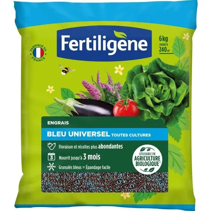 Fertiligene FBLEUBIO6 Abono Universal Azul 6 kg Floración y Cosechas Abundantes Nutre hasta 3 Meses Para 240m² Fertiligene FBLEUBIO6 Abono Universal Azul 6 kg Floración y Cosechas Abundantes Nutre hasta 3 Meses Para 240m²
