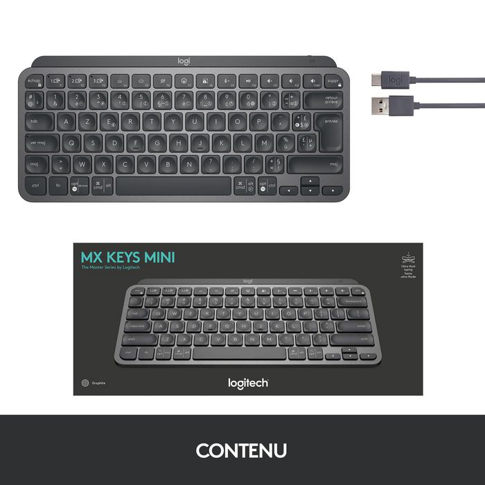 Logitech MX Keys Mini Teclado Inalámbrico con Retroiluminación Grafito QWERTY Inglés Reino Unido Logitech MX Keys Mini Teclado Inalámbrico con Retroiluminación Grafito QWERTY Inglés Reino Unido