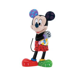 Enesco Disney by Britto Figura Mini de Mickey Mouse - Figura Decorativa de Colección de Piedra Reconstituida Pintada a Mano, 7 cm