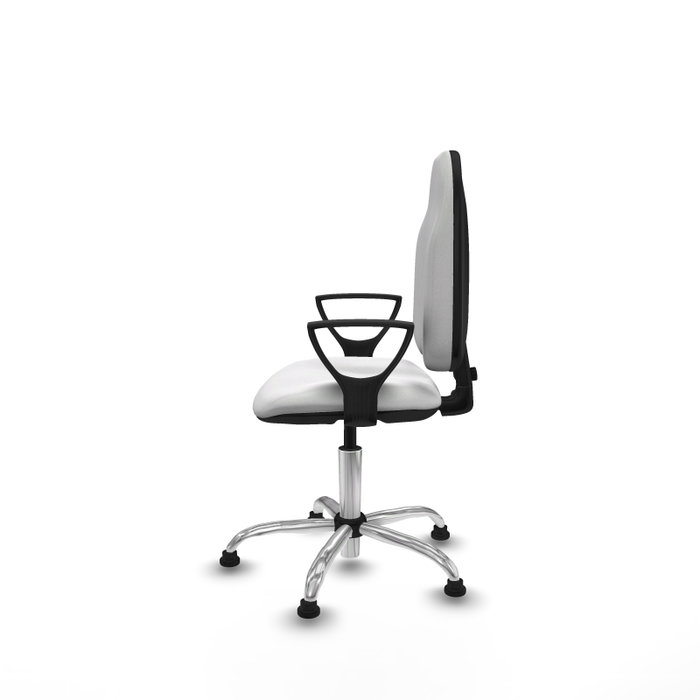 Silla de oficina Algarra con mecanismo Contacto permanente básico tapizada con Tela color Blanco. Equipada con Base cromada, Brazos fijosy Topes