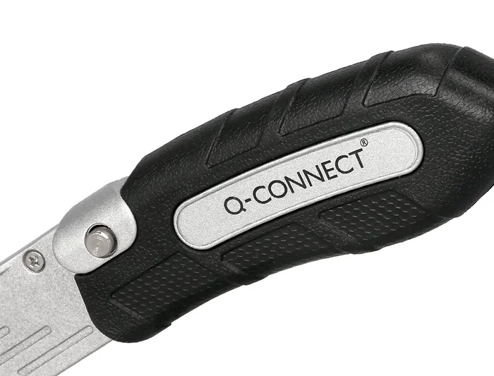 Q-connect XD-925 Cuter Metálico Ancho Plegable con Mango Antideslizante Cuchilla 19 mm Blister 1 Unidad