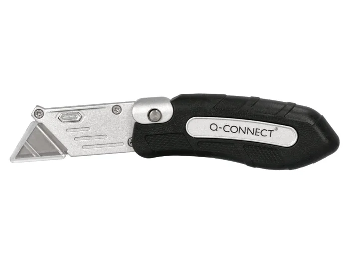 Q-connect XD-925 Cuter Metálico Ancho Plegable con Mango Antideslizante Cuchilla 19 mm Blister 1 Unidad