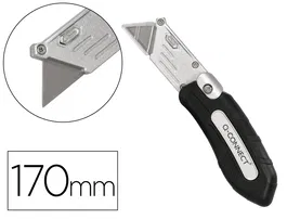 Q-connect XD-925 Cuter Metálico Ancho Plegable con Mango Antideslizante Cuchilla 19 mm Blister 1 Unidad