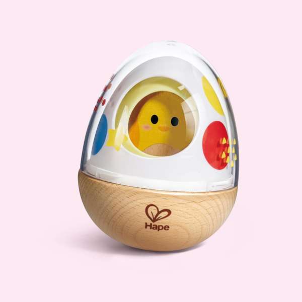 Hape Apilador Wobble Wonder - Juguete para apilar cáscaras de huevo, 10x8.20x8.20 cm