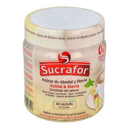 SUCRAFOR Azucar De Abedul Y Stevia 60Sbrs. Ideal Para Dietas Control De Peso, Diabetes Y Salud Dental