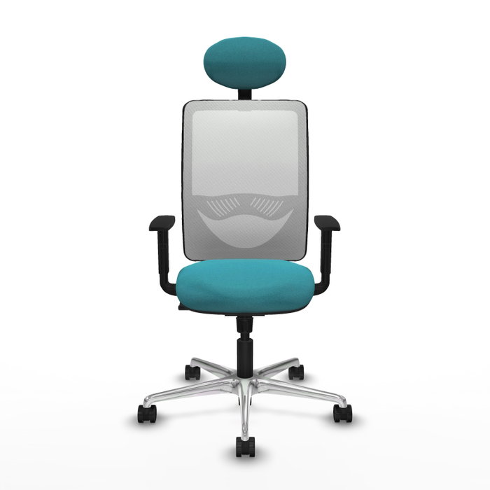PIQUERAS Y CRESPO Silla de oficina Zulema con mecanismo Sincro, Tela Turquesa y Malla Blanca PIQUERAS Y CRESPO Silla de oficina Zulema con mecanismo Sincro, Tela Turquesa y Malla Blanca