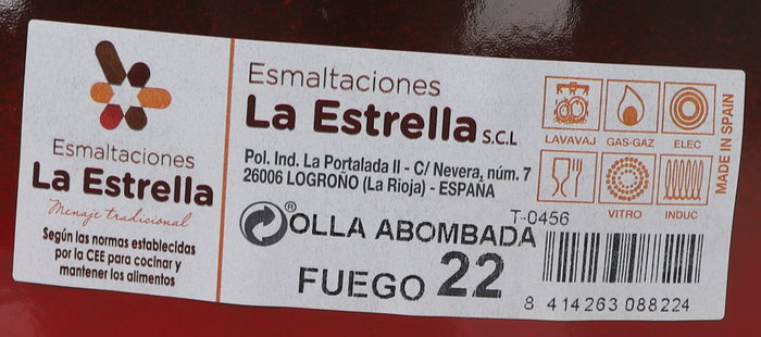 La Estrella Olla Abombada con Tapa 22 cm - 6.4L "Fuego" (2 Unidades)
