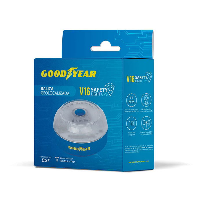 Goodyear Baliza de Emergencia V16 Homologada DGT 3.0 - Conectada y Geolocalizable, Magnética, IP54, SIM Vodafone hasta 2039
