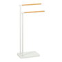 Andrea House Toallero Pie Blanco Metal Bambú 30x20x78cm BA72128