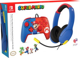 PDP Power Pose Super Mario Bros LVL40 Wired Headset + Controller para Switch, Lite y OLED