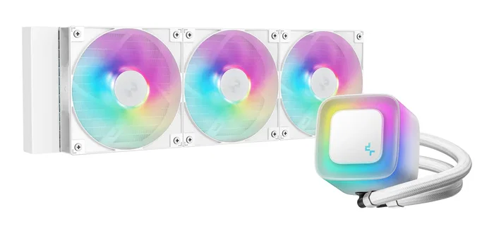 DeepCool LE360 WH V2 Kit Refrigeración Líquida AIO para CPU con Radiador de 360mm y 3 Ventiladores de 120mm, Blanco, RGB, PWM, Compatible Intel/AMD