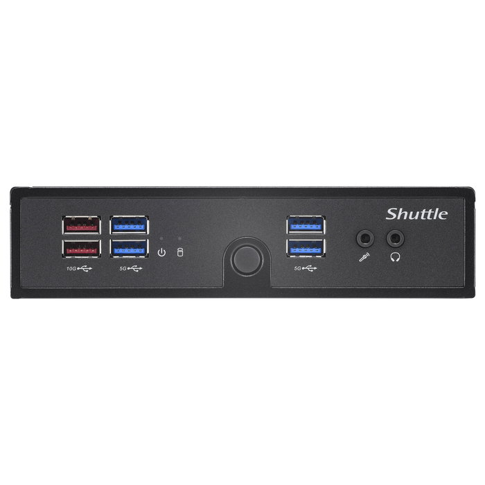 Shuttle Computer Barebone XPC Slim DS50U Mini PC, Intel Celeron 7305, DDR5, 2x M.2, 1x SATA, HDMI, DP, VGA, Black, 90W