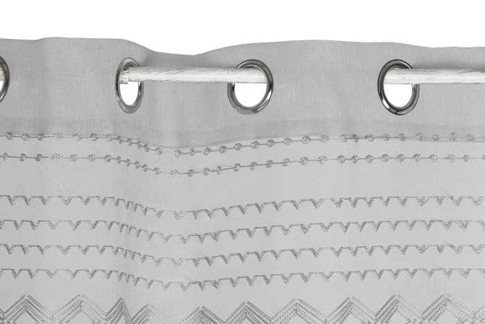 DKD Home Decor Cortina de Poliéster Gris Claro 140x260 con 8 Anillas