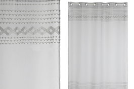 DKD Home Decor Cortina de Poliéster Gris Claro 140x260 con 8 Anillas