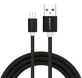 Eightt ECM-1B-2M Cable USB 2.0 de 2m, USB A a Micro USB B Macho, Negro con Forro Trenzado de Nylon