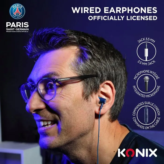 Konix Auriculares para PSG, con Cable, 10 mm, Micrófono Integrado, Jack 3.5 mm, 1.4 m, Azul - KON3328170027878 Konix Auriculares para PSG, con Cable, 10 mm, Micrófono Integrado, Jack 3.5 mm, 1.4 m, Azul - KON3328170027878