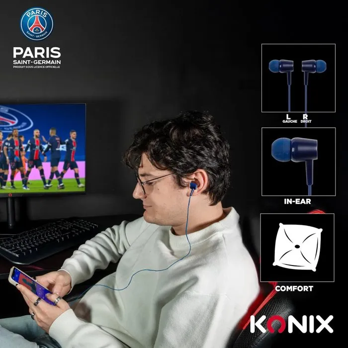 Konix Auriculares para PSG, con Cable, 10 mm, Micrófono Integrado, Jack 3.5 mm, 1.4 m, Azul - KON3328170027878 Konix Auriculares para PSG, con Cable, 10 mm, Micrófono Integrado, Jack 3.5 mm, 1.4 m, Azul - KON3328170027878
