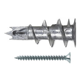 Fischer Gipskartondübel Metall GKM 12 con tornillo, color plata, 100 unidades