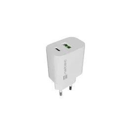 Natec Ribera Cargador de Red 20W 1x USB-A + 1x USB-C Blanco