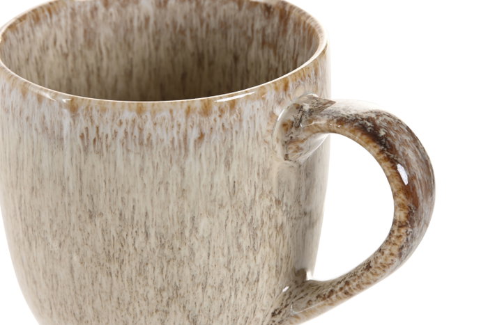 DKD Home Decor Taza de Gres Esmaltado Beige 390ml