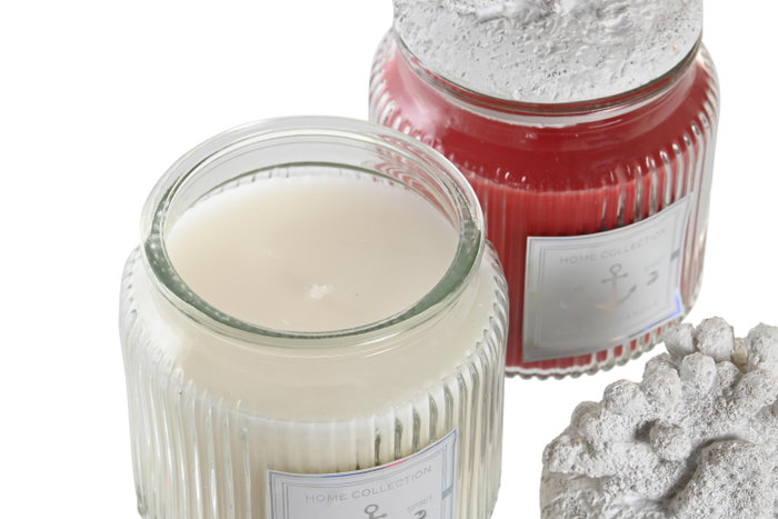 DKD Home Decor Vela de Cristal Coral 430g Surtido de 2 Unidades