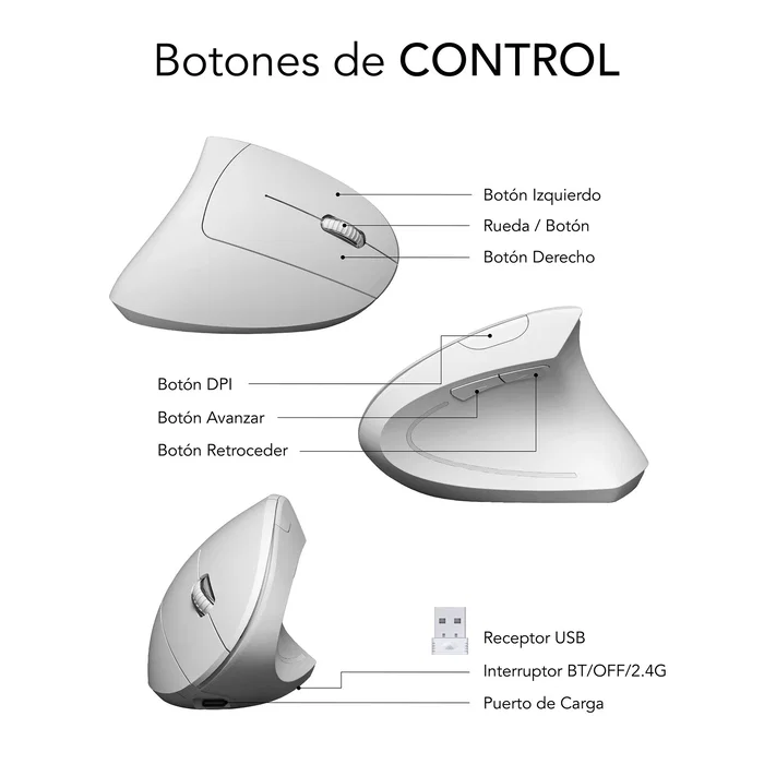 Subblim Glide Vertical Ergo Dual Blanco