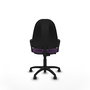Silla de oficina Algarra con mecanismo Contacto permanente básico tapizada con Tela color Morado. Equipada con Base poliamida negra, Brazos fijos y Ruedas de parqué