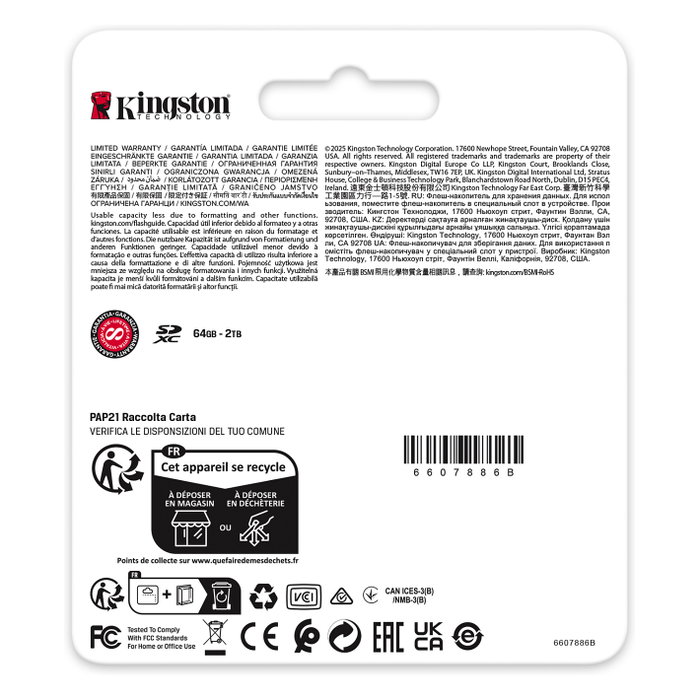 Kingston Canvas React Plus SDXC 128GB UHS-II U3 V60 280MB/s Lectura 100MB/s Escritura