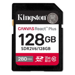 Kingston Canvas React Plus SDXC 128GB UHS-II U3 V60 280MB/s Lectura 100MB/s Escritura