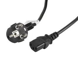 Lanberg CA-C13C-11CC-0030-BK Cable de Alimentación 3m, Conectores Schuko/IEC320 C13 Angular 90° Negro