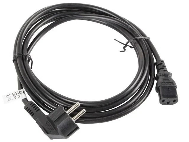 Lanberg CA-C13C-11CC-0030-BK Cable de Alimentación C13 Acoplador Angular y CEE 7/7, 3 m