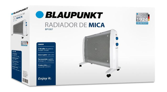 BLAUPUNKT MICA-TECH Radiador de Mica 2 Potencias 2000W con Termostato Regulable