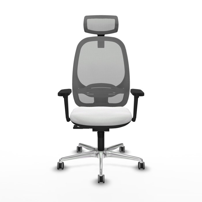 PIQUERAS Y CRESPO Silla de oficina Cilanco con mecanismo Sincro, Tela Blanca y Malla Gris
