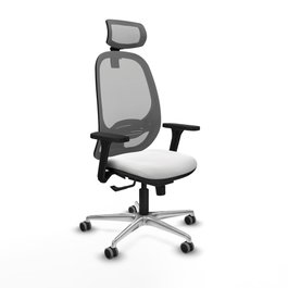 PIQUERAS Y CRESPO Silla de oficina Cilanco con mecanismo Sincro, Tela Blanca y Malla Gris