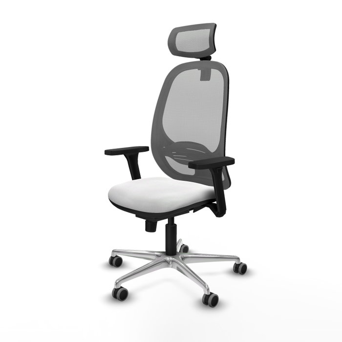 PIQUERAS Y CRESPO Silla de oficina Cilanco con mecanismo Sincro, Tela Blanca y Malla Gris