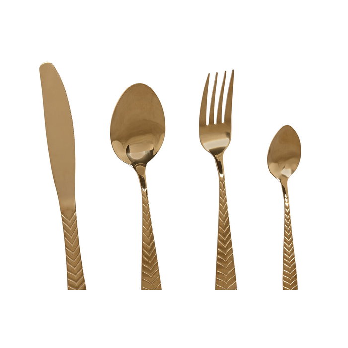 DKD Home Decor Set de Cubertería Chic Misión Dorado, 16 Piezas DKD Home Decor Set de Cubertería Chic Misión Dorado, 16 Piezas
