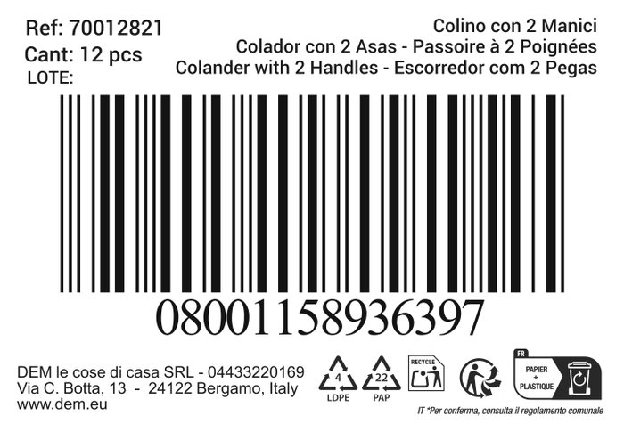 Inde Colador Acero Inoxidable con 2 Asas, 33.3 cm de Largo, Color Variado (12 Unidades)