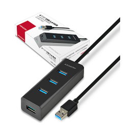 Axagon HUE-S2BL Hub USB-A con 4 puertos USB 3.0 y alimentación externa, 1,2 m