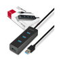 Axagon HUE-S2BL Hub USB-A con 4 puertos USB 3.0 y alimentación externa, 1,2 m