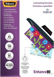 Fellowes Pack de 100 Fundas para Plastificar A3 de 80 Micras Brillo