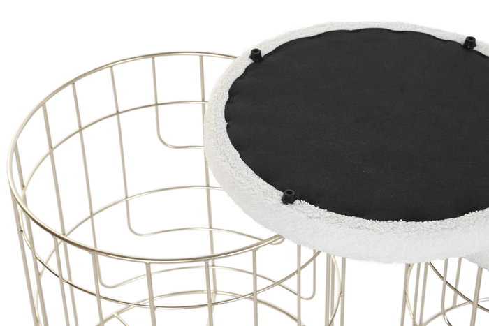 DKD Home Decor Reposapiés Moderno Dorado Blanco Metal Poliester 38 x 44 x 38 cm Set de 2