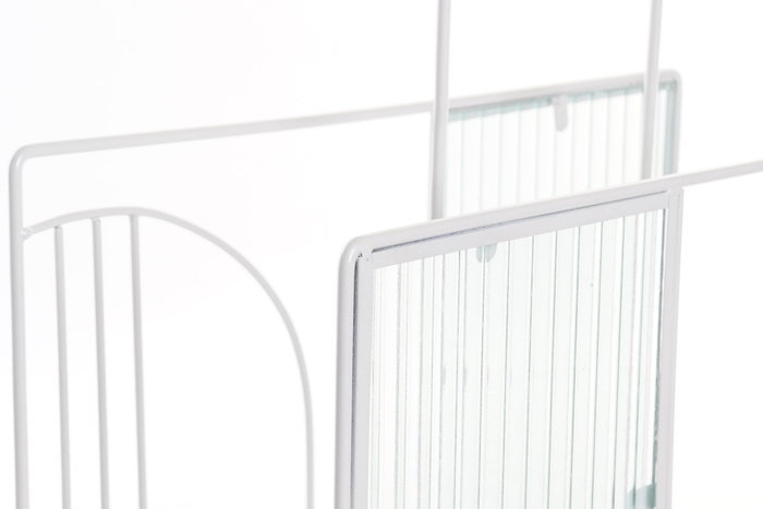 DKD Home Decor Revistero Scandi Blanco Metal y Cristal 16 x 34 x 36 cm (2 Unidades) DKD Home Decor Revistero Scandi Blanco Metal y Cristal 16 x 34 x 36 cm (2 Unidades)