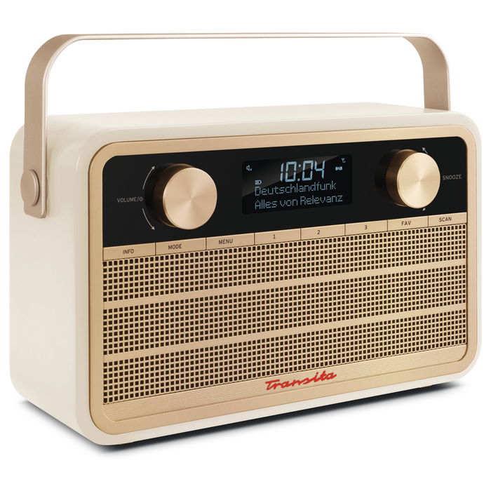 TechniSat Transita 120 - Radio Portátil Digital DAB+ y FM, Pantalla LCD, Batería Recargable, Color Beige