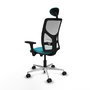 PIQUERAS Y CRESPO Silla de oficina Motilla con mecanismo Sincro, Turquesa y Blanco