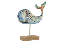 DKD Home Decor Decoración de Hierro Ballena Pintada