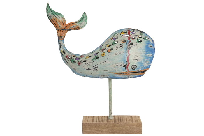 DKD Home Decor Decoración de Hierro Ballena Pintada