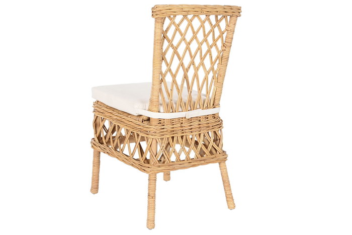 DKD Home Decor Silla de Ratán con Cojín en Natural y Blanco