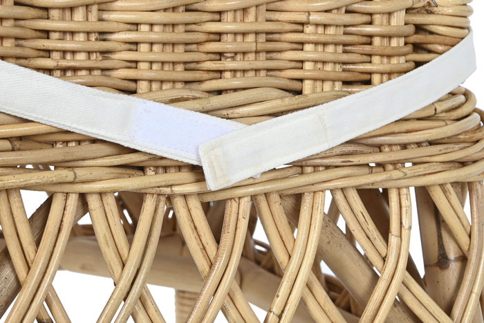 DKD Home Decor Silla de Ratán con Cojín en Natural y Blanco
