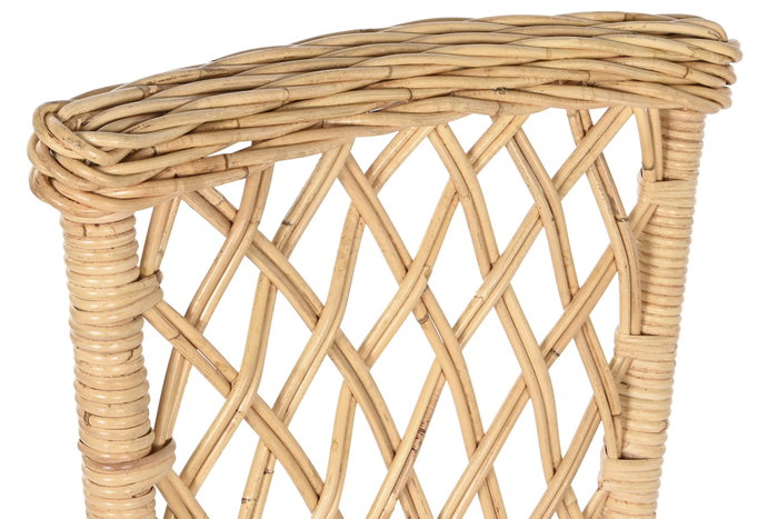 DKD Home Decor Silla de Ratán con Cojín en Natural y Blanco